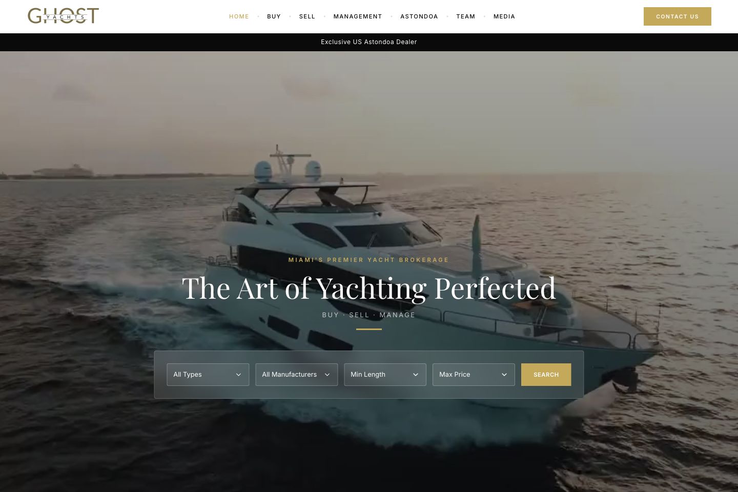 Ghost Yachts production homepage, captured 2026-10-12