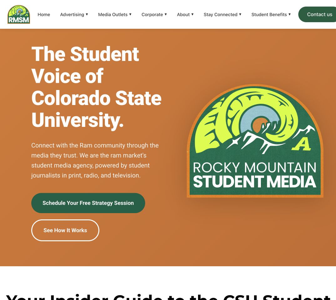 Rocky Mountain Student Media production homepage, captured 2026-10-12